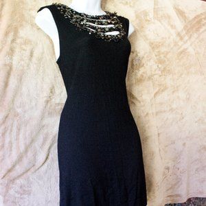 2/$20 black dress Shift Nanette Lepore Wool studded sweater zip